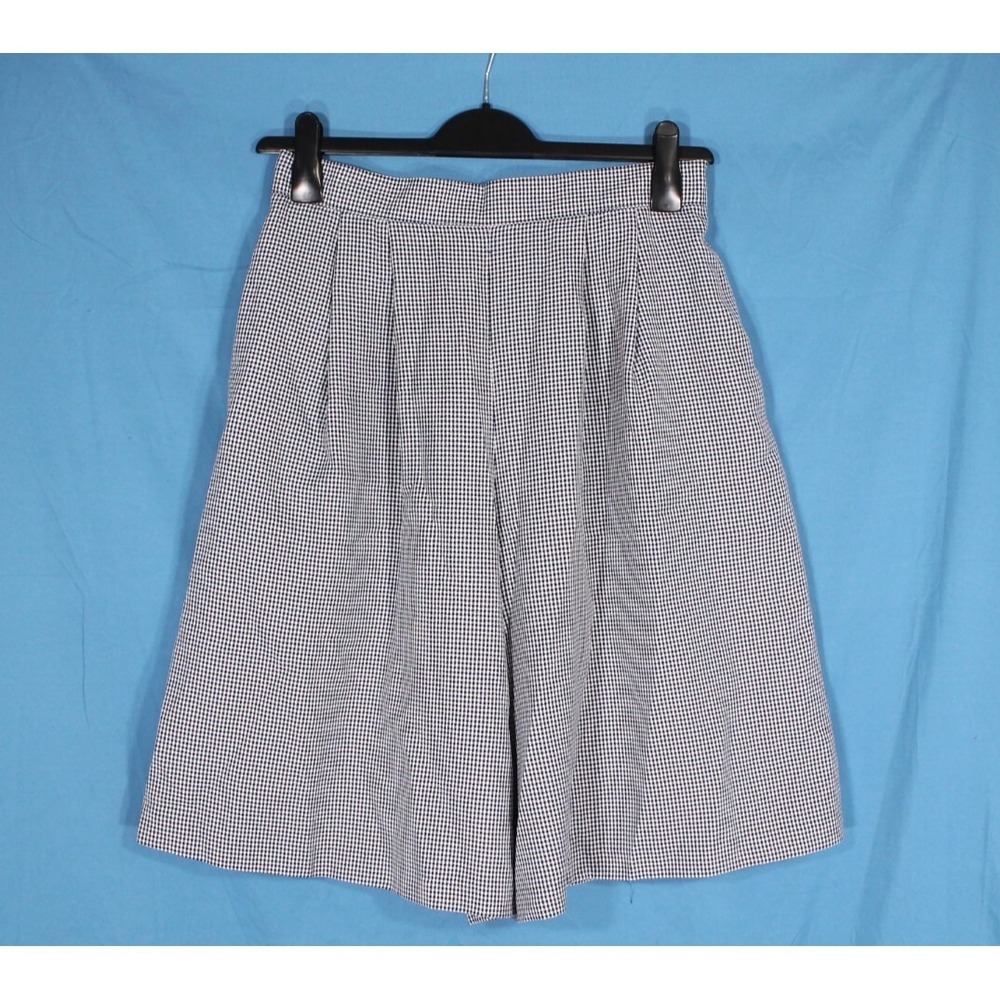 VTG GRAFF Twill NAVY HOUNDSTOOTH High-Rise PLEATED FRONT Elastic Back SHORTS 16